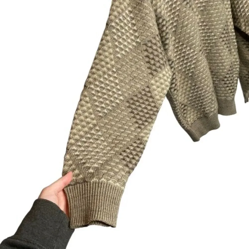 VTG Jantzen Mens Geometric Crew Neck Retro Grandpa Sweater Size L Beige Neutral